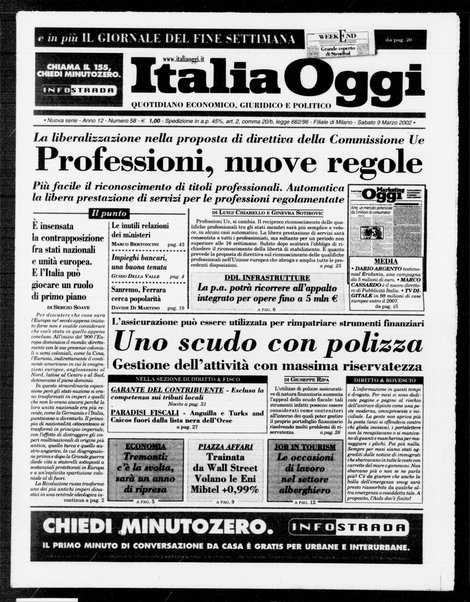 Italia oggi : quotidiano di economia finanza e politica